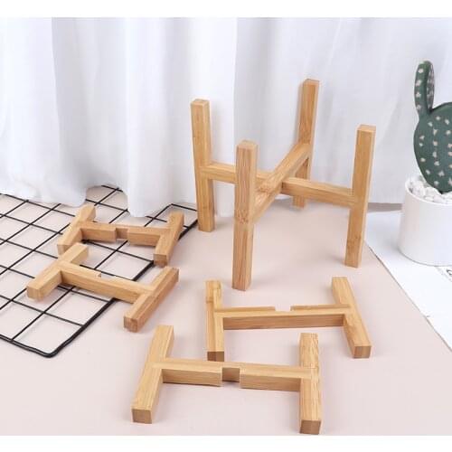 1 Pcs Flower Pot Rack Strong Free Standing Bonsai Holder Home Garden Indoor Display Plant Stand Shelf Wood Planter Pot Trays