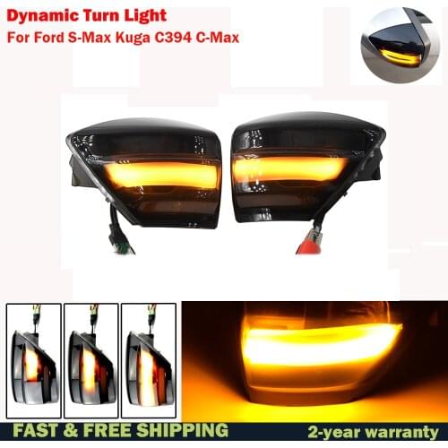 For Ford S-Max 2007-2014 Kuga C394 08-2012 C-MAX LED Dynamic Turn Signal Side Wing Mirror Indicator Light Lamp