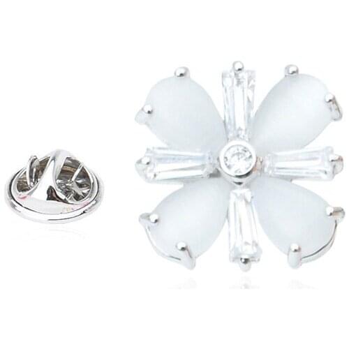 CZ Cross Flower charm fashion unisex collar pin brooch ornament jewelry accessory