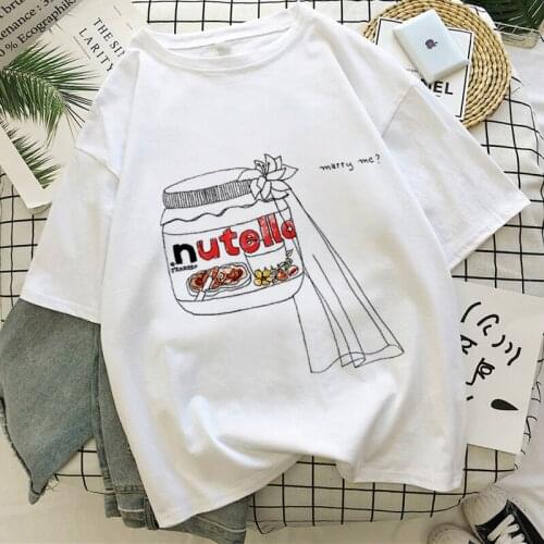 Nutella Print Simple Casaul T-shirt Women Tee 2020 New Summer Fashion Tops Tshirt Harajuku Aesthetic Korean Style Female T Shirt