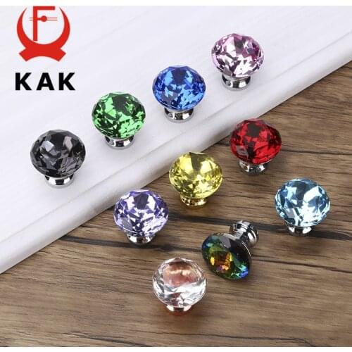 KAK 30mm Crystal Cabinet Knobs and Handles Kitchen Handles Drawer Knobs Diamond Dresser Pulls Furniture Knob Cabinet Hardware