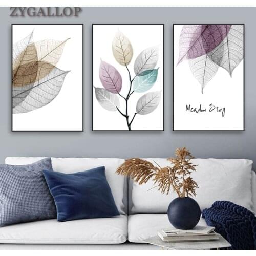 Colorful Abstract Leaves Canvas Paintings Posters and Prints Nordic Minimalist Wall Art Pictures For Living Room Bedroom Decor
