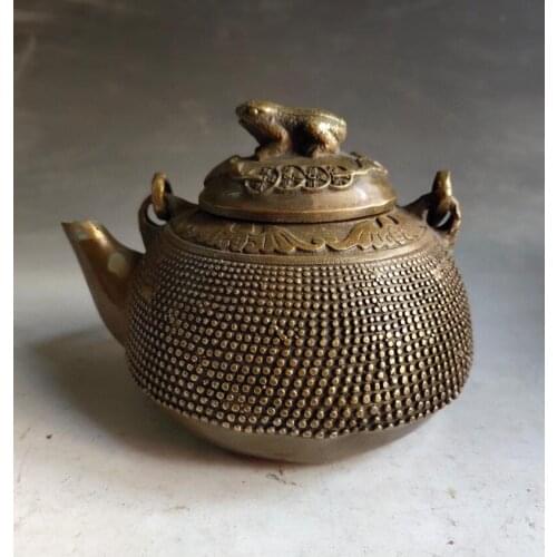 China brass archaize toad teapot crafts statue