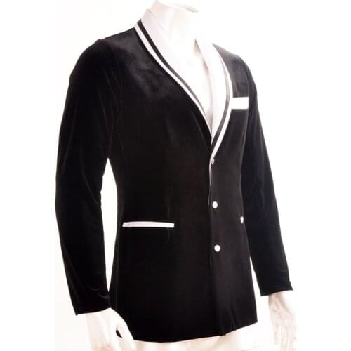 Latin dance velvet fabric modern dance man cardigan shirt coat MS15008