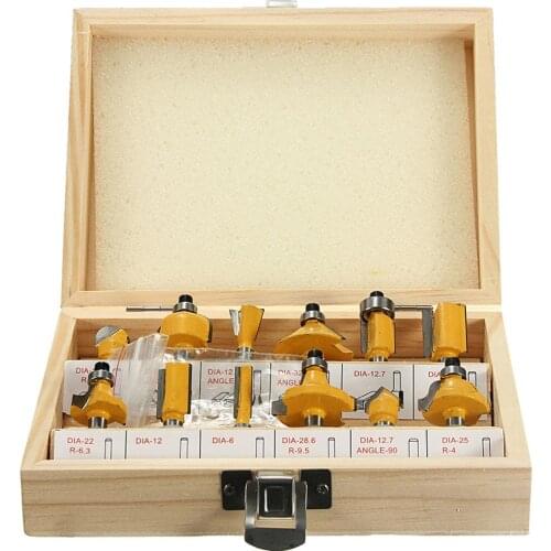 12pcs 1/4 Inch Shank Router Bit Set Tungsten Carbide Woodworking Cutter Rotary Tool