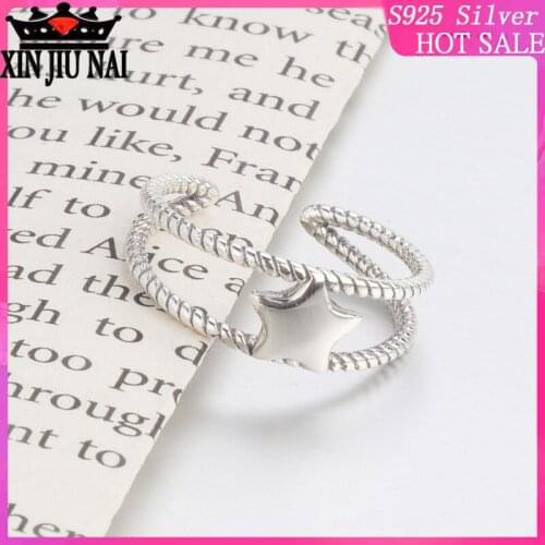 2020 new sterling silver s925 Thai silver effect oxidation black cute small fresh fashion wild twist twist star women