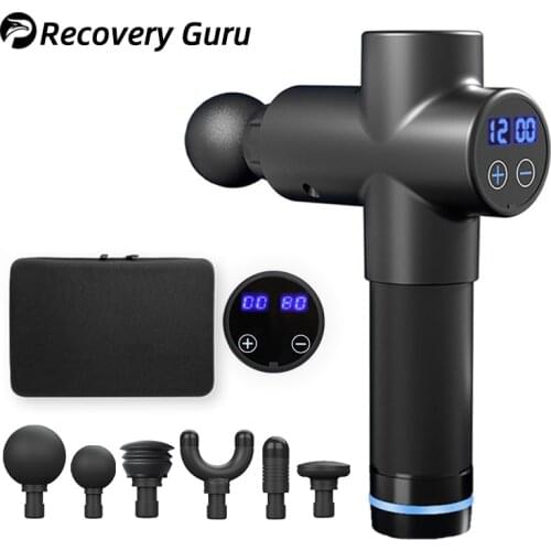 Recovery Guru 2021 New Arrival Electric LCD Touch Muscle Relief Massage Gun Full Body Powerful Massager Pain Relaxation