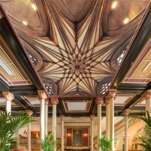 Beibehang Wallpaper custom wallpaper mural European wood embossed pattern ceiling background wall decorative painting