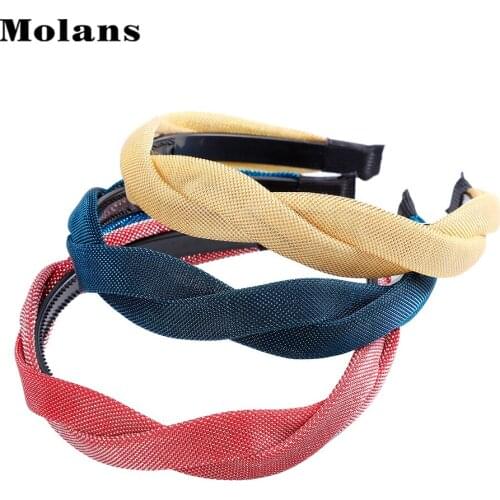MOLANS Solid Twist Non-slip Headband Hair Accessories For Spring Women Simple Everyday Head Band Hoop Girls Cute Hair Band