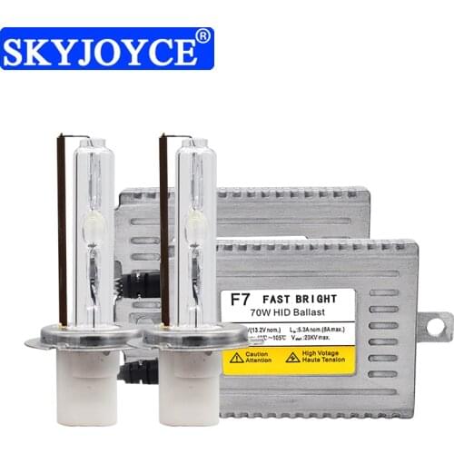 SKYJOYCE High Power 12V 70W HID AUTO Kit Original DLT F7 70W HID Ballast Ceramics Base 70W D2H H1 H7 H11 9005 HID light Bulb Kit