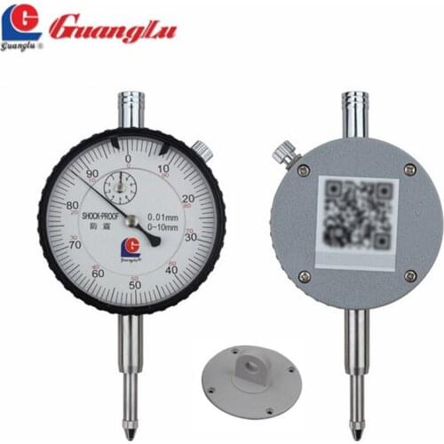 GUANGLU Shockproof Dial Indicator 0-10/0.01mm With Lug Back Dial Gauge Reloj Comparador Bore Gauge Micrometer Measures Tools