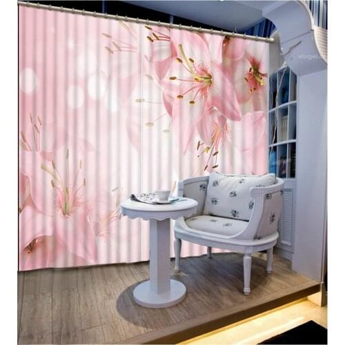 Luxury Blackout 3D Window Curtain For Living Room pink flower curtains