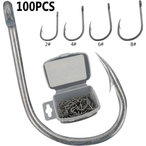 100Pcs Fishing Hook Iron Barbed Carp Fish Hooks Worm Bait Holder Fishing Tackle Accessory Fishhooks