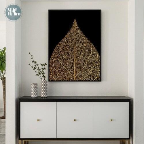 Nordic Golden Leaf Unique Plants Canvas Painting Poster Print HD Decor Wall Art Pictures For Living Room Bedroom home decor