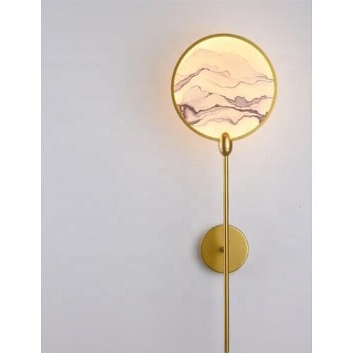 New Oriental Decoration Style Modern Acrylic Lamp Hotel Gold Wall Sconce Lamparas De Techo Colgante scandinavian