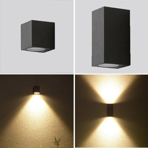 LED square round outdoor waterproof wall lamp up and down villa exterior courtyard balcony balcony double head3w6w