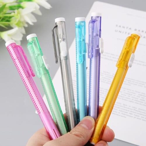 Creative Press Pen Shaped Eraser Writing Drawing Pencil Erase Student School Office Stationery Learning Painting Accessory K92F