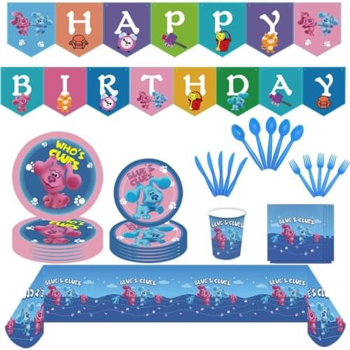 Blue’s Clues Balloons Cartoon Blue Pink Dog Cake Topper Birthday Banner Baby Shower Birthday Party Supplies Decor Blue dog party