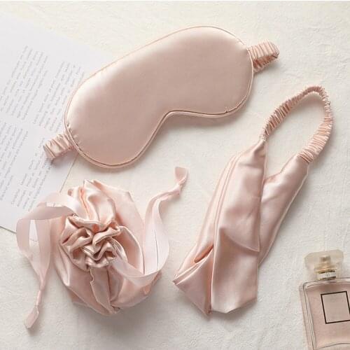 1 Set Imitated Silk Sleeping Eye Masks With Bag And Headband Shading Patch Cover Adjustable Blindfold Travel Relax Eye Care Tool