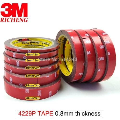 3M 4229 Gray Color, 0.8mm Thick, Double Coated Adhesive Acrylic Foam Tape For Automotive Exterior Trim Parts, Body Side Moldings