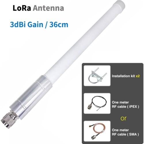 3dBi LoRa Antenna Gateway Glass Fiber 3dbi Gain Network Antenna with SMA / iPEX Connect Cable 868/ 915MHz for Helium Hotspot