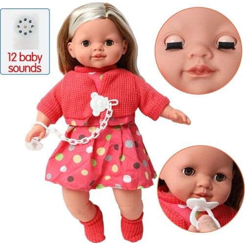 40.5cm long hair bebe reborn doll 16 inch simulation Fashion clothes Realistic newborn twin Soft silicone sound toys for girl