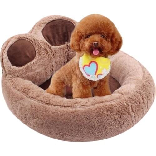 50% Hot Sales!!! Lovely Bear Paw Shape Dog Cats Pet Cushion Bed Warm Plush Soft Nests Kennel