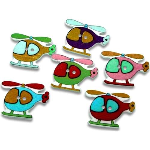 50pcs Mixed Helicopter Sewing Wooden Buttons For Clothes Knitting Needles Crafts Scrapbooking DIY Fabric Needlework Accessories
