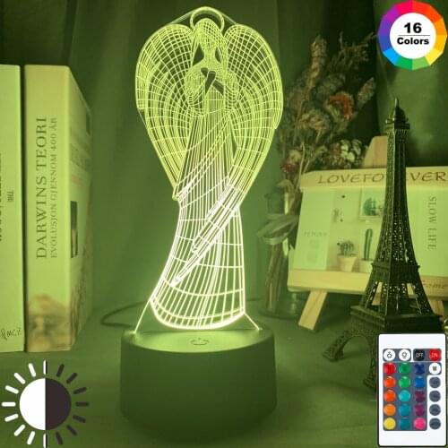 Acrylic 3d Illusion Led Night Light Angel Figure Model Nightlight for Baby Kid Child Room Decorative Light Usb Battery Desk Lamp