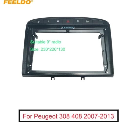 Car 9 Inch Audio Face Plate Fascia Frame For Peugeot 308 408 07-13 2Din Big Screen Radio Stereo Panel Dash Mount Frame Kit