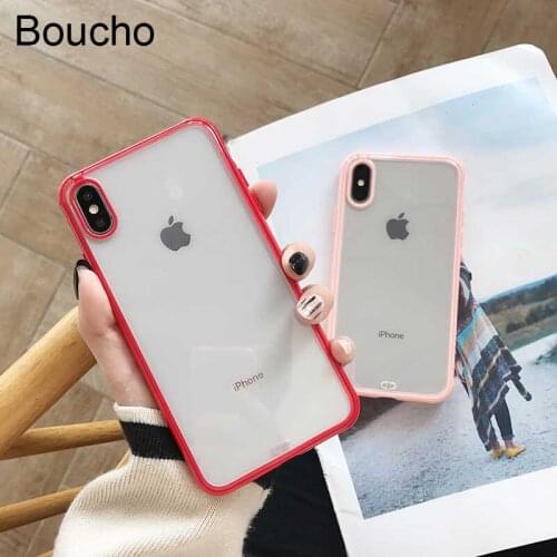 Boucho For iPhone 11 12 Pro XS MAX X 8plus 11pro Fashion Soft Phone Cases For iPhone XR XS 6 7 8 Plus Silicone Transparent Cover