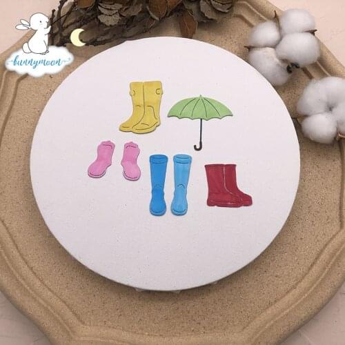 Bunnymoon Umbrella and rain boots Metal Cutting Dies Embossing Scrapbooking Stencil Craft Cut Dies For DIY Card Handmade