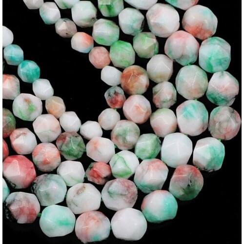 YHBZRET Natural Stone Big Faceted Flower Korea Jadee Spacers charm Loose beads for Jewelry making 6/8/10MM DIY bracelets Finding