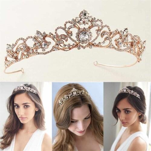 European Baroque Rhinestone Bridal Crown Cubic Zirconia Bridal Headpiece Leaf Crystal Headband Evening Dress Top Quality