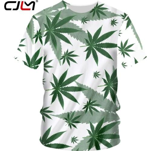 CJLM 3D T shirt Mens Casual Tee shirts Funny White leaves Print T-shirt Men Summer style Party tops Couple t shirt Street Wear