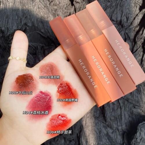HERORANGE velvet matte lipstick nude orange appearance waterproof long lasting Rose red liquid lipstick AC372