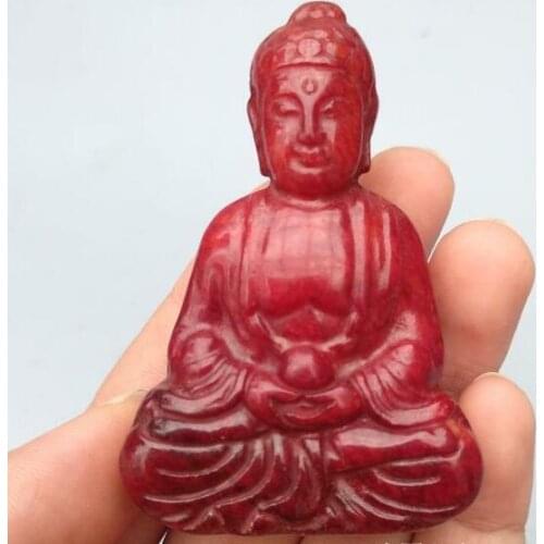 China Collection Archaize Red Jade Sakyamuni Buddha Statue