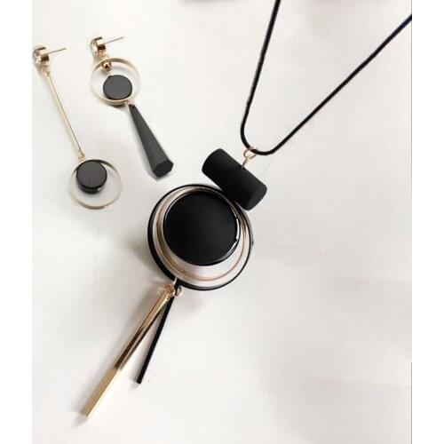 Womens Jewelry Sets Asymmetric Geometric Circle Earring Sweater Chain Necklaces for Woman Girl Festival Gift