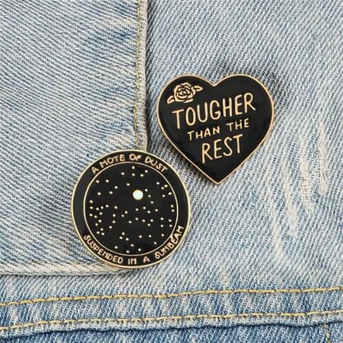 Creative Bling Bling Star Brooch Heart Round Black Enamel Pins Custom Badge Bag Denim Lapel Pin Fashion Jewelry Gift for Friends