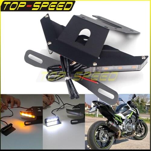 Motorcycle Rear Tail Tidy Fender Eliminator Registration License Plate Holder Bracket 5730 LED Light For KAWASAKI Z 900 17-21