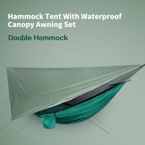 Lightweight Portable Camping Hammock and Tent Awning Rain Fly Tarp Waterproof Mosquito Net Hammock Canopy 210T Nylon Hammocks