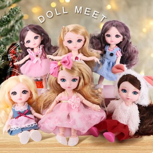 Dolls For Girls Fashion Kawaii Baby Doll With Comb Set 16 Cm 1/12 BJD Movable Joint Doll Makeup Princess Dress Up DIY Toy
