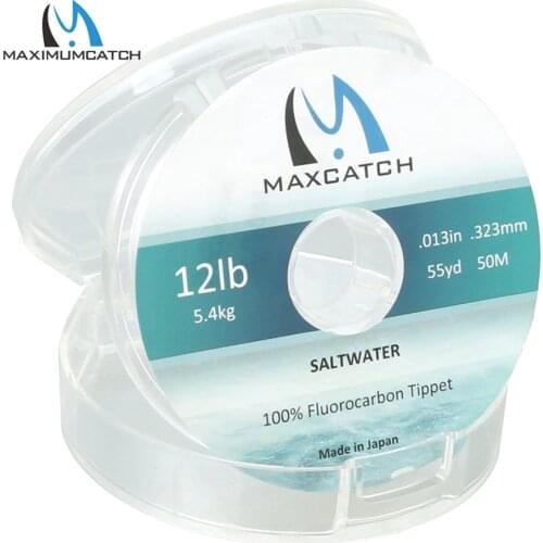Maximumcatch 100% Fluorocarbon Saltwater Tippet Fly Line Clear Color 50M 12lb/16lb/20lb Fly Fishing Line