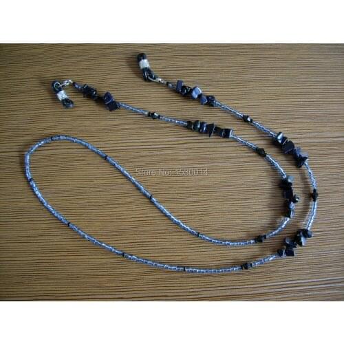 Eyewear fashionable shining stone and glass seed beaded eyeglass chain retainer holder