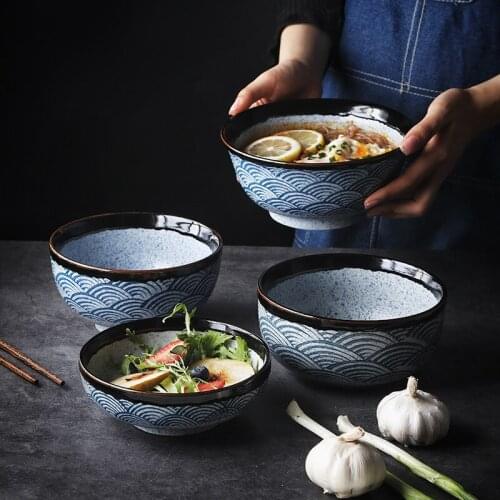 Sea Ripple Japanese Style Bowl Tableware Ceramic Household Restaurant Noodle Soup Bowl