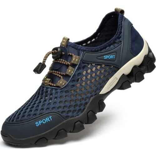 2021 Summer New Upstream Shoes Mens Breathable Casual Mesh Sports Shoes Hollow Mesh Outdoor Hiking Shoes Sports Hiking Shoes