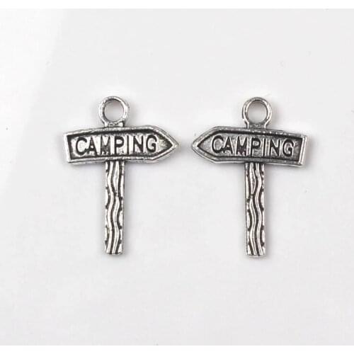 Set Of 10 Pendants Camping Street Sign 16*22mm Tibetan Silver Pendant Antique Jewelry Making Diy Craftsmanship