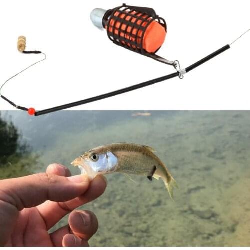 Fish Bait Feeder Portable Wear-resistant Metal Fishing Lure Cage with Line Hooks for Fishing Lovers джиголовка рыболовная