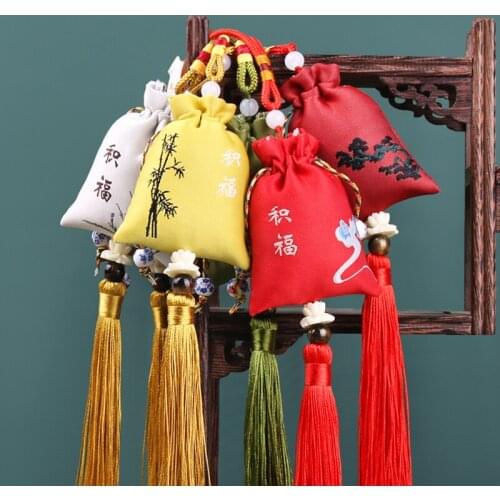Chinese Style Sachet Double Sided Jacquard Brocade Temperament Tassel Chartered Car Hanging Portable Bedroom Decoration Sachets