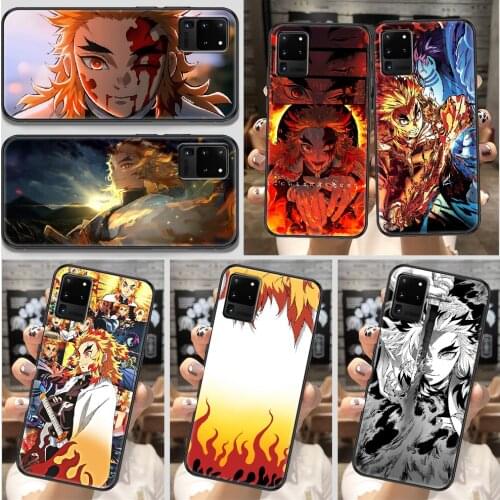 Rengoku Kyoujurou Demon Slayer Phone case For Samsung Galaxy Note 4 8 9 10 20 S8 S9 S10 S10E S20 Plus UITRA Ultra black silicone